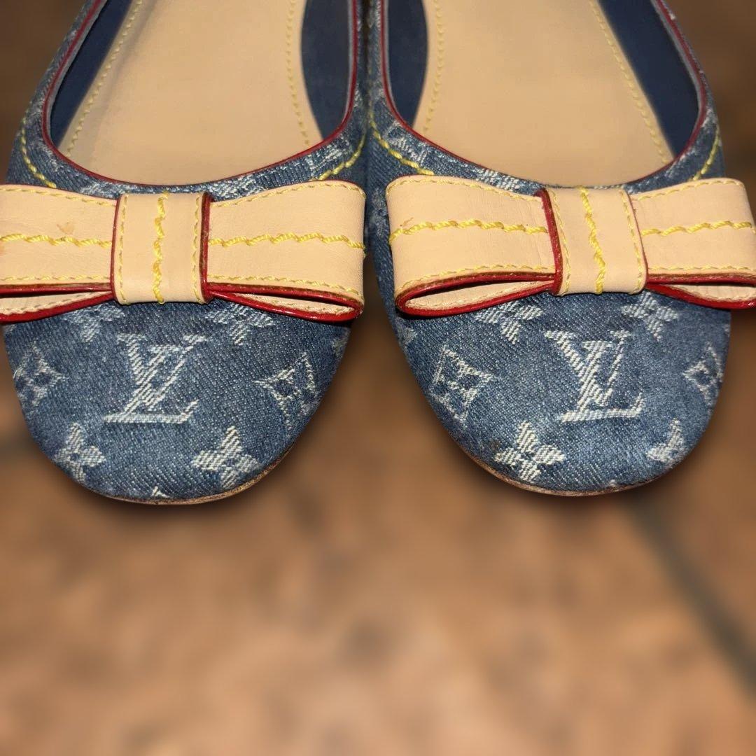 Louis Vuitton デニム リボン フラットシューズ