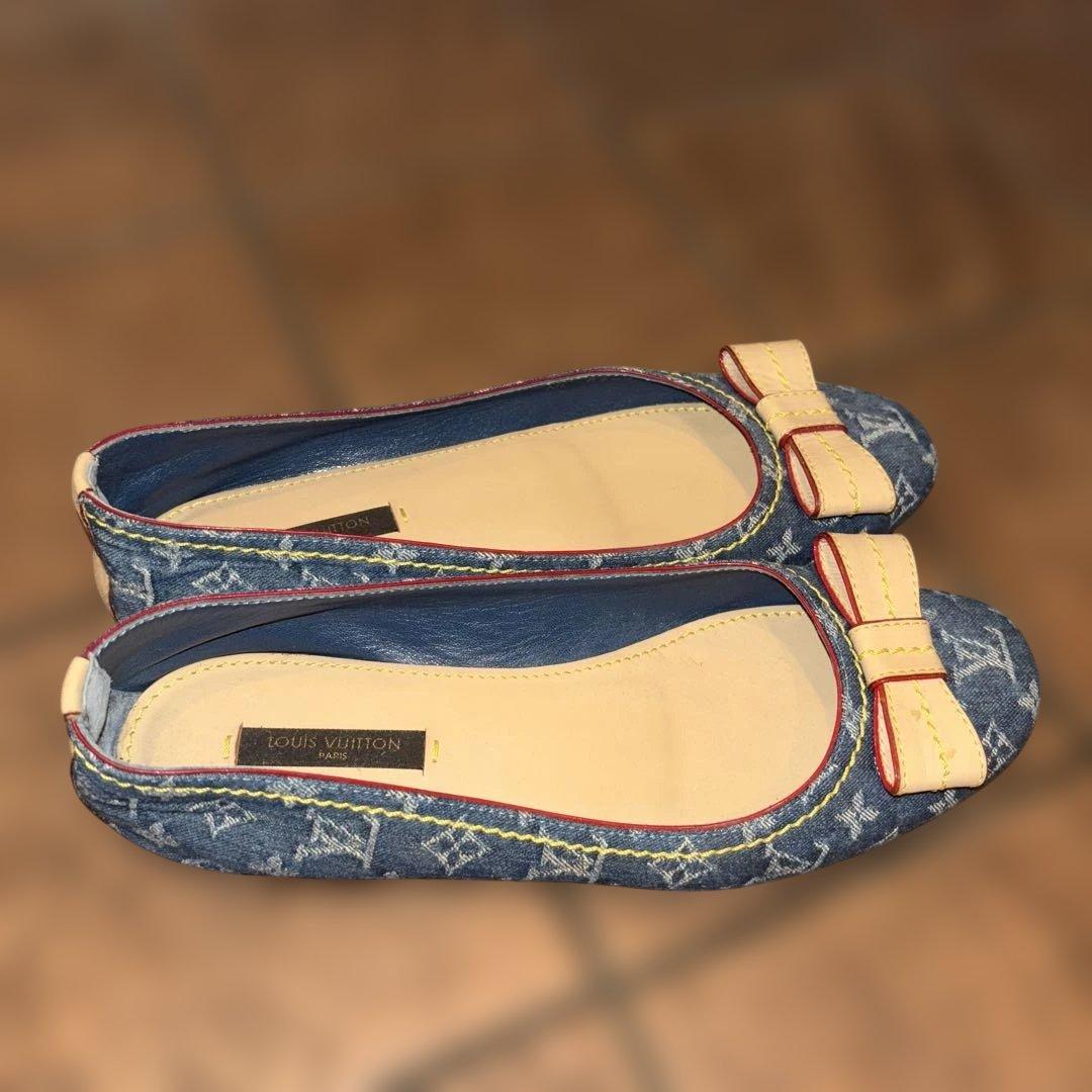 Louis Vuitton デニム リボン フラットシューズ