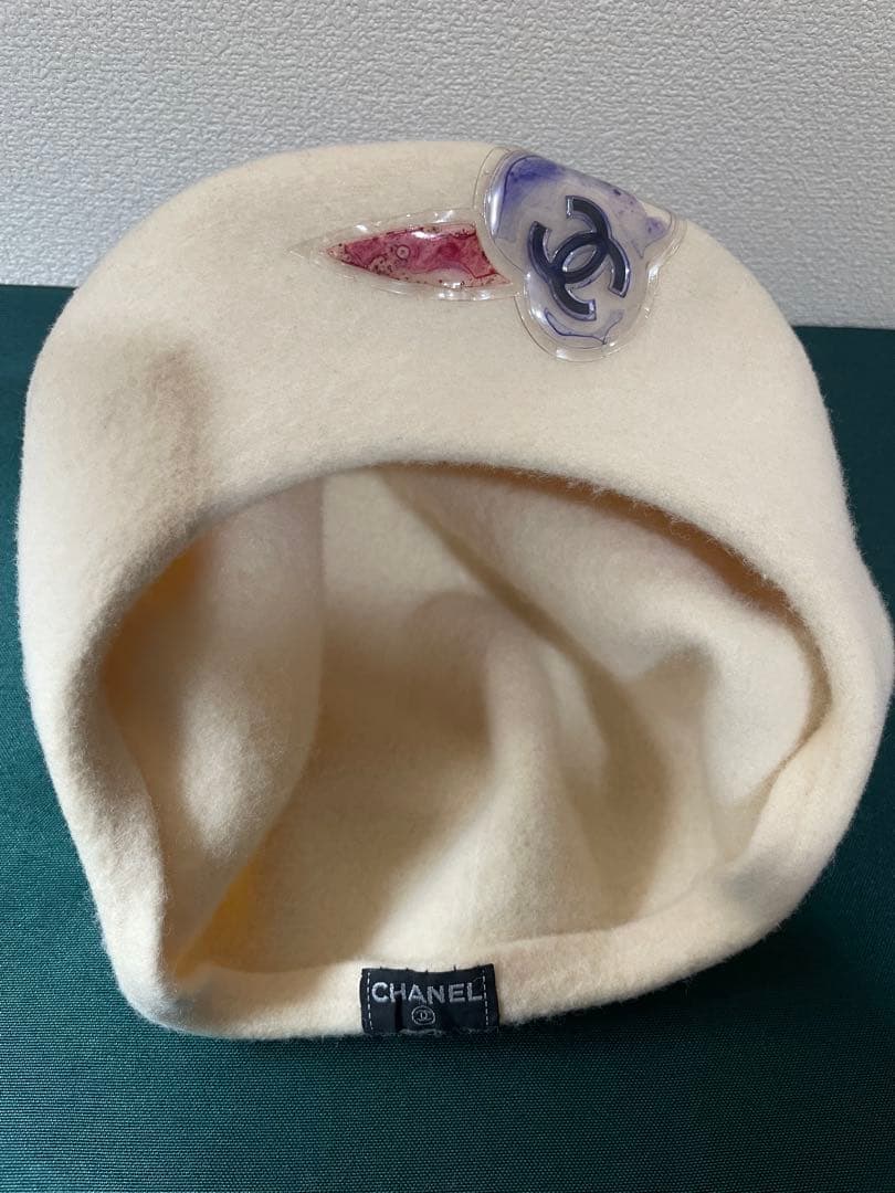 CHANEL シャネル ベレー帽　ココマーク　カメリア　ヴィンテージ　アイボリー