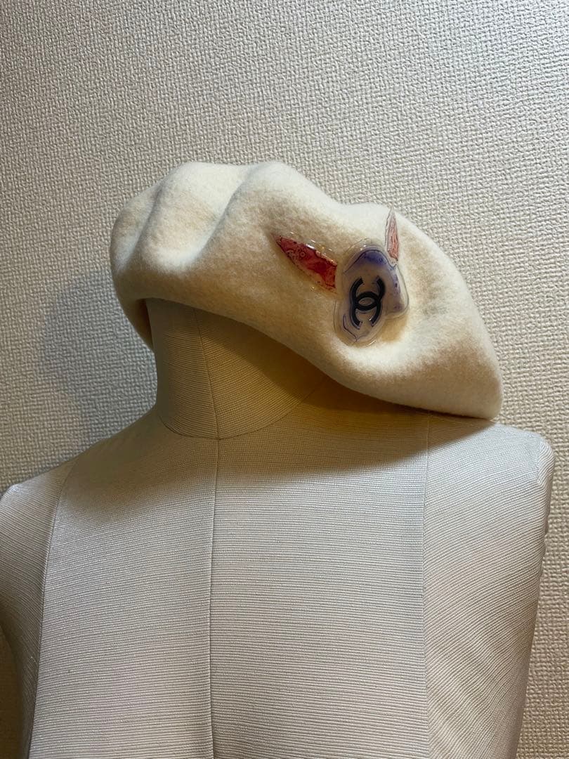 CHANEL シャネル ベレー帽　ココマーク　カメリア　ヴィンテージ　アイボリー