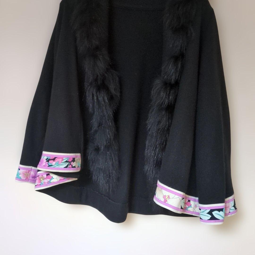 LEONARD 花柄装飾 フード付きポンチョ