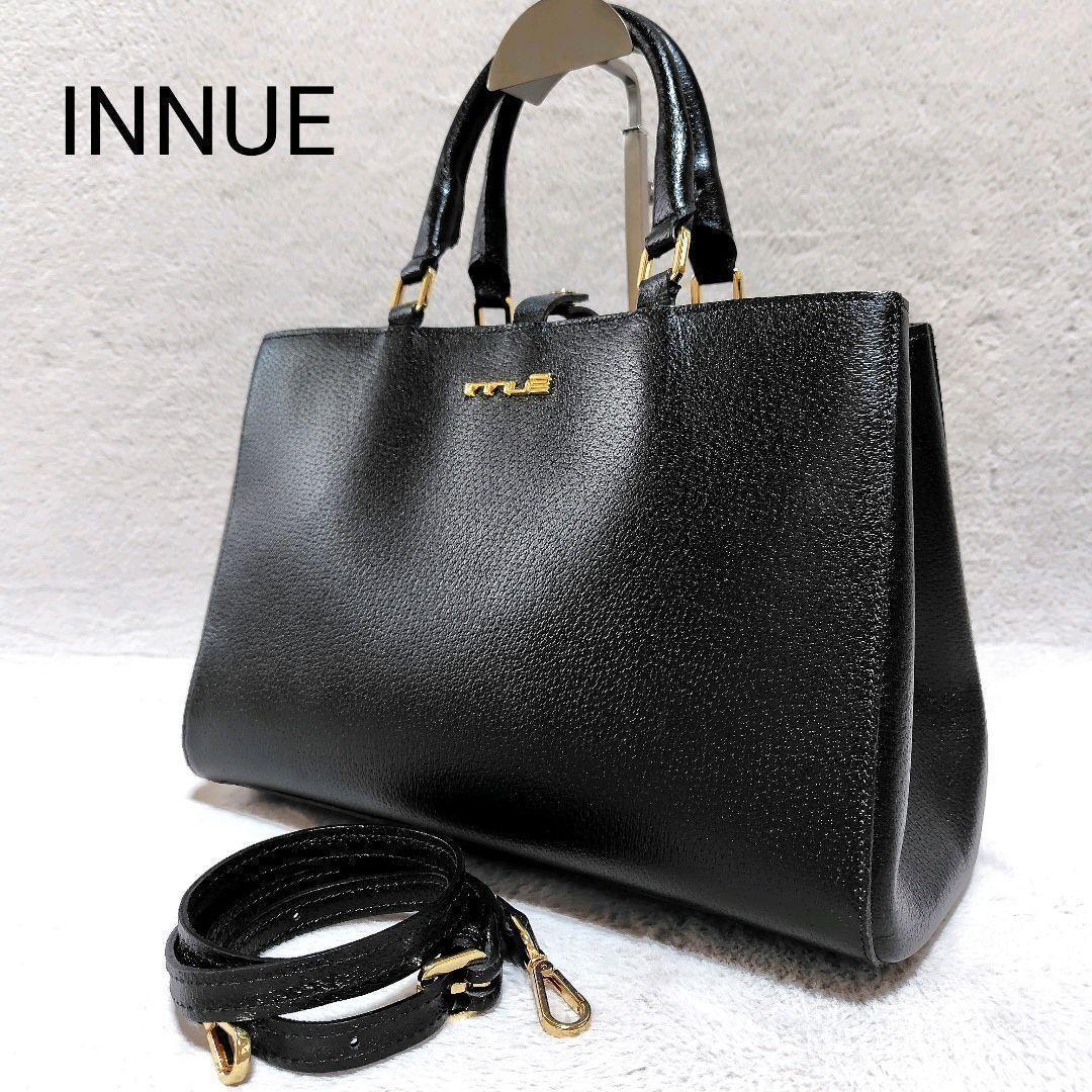 美品✨　イヌエ　ショルダーバッグ　黒　革　フォーマル　斜め掛け　自立　2way