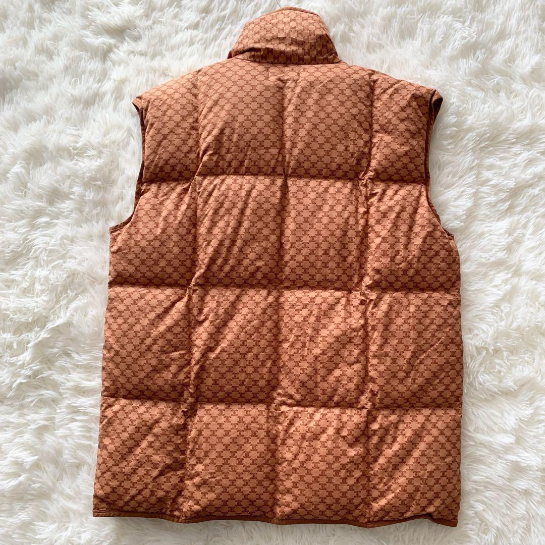 【セリーヌ】フィービー期　ダウンベスト　トリオンフ　ブラウン　ロゴ総柄