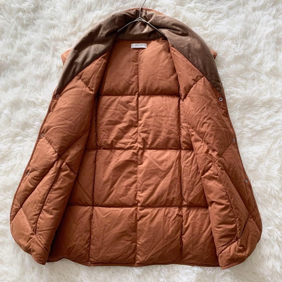 【セリーヌ】フィービー期　ダウンベスト　トリオンフ　ブラウン　ロゴ総柄