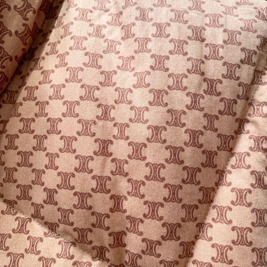 【セリーヌ】フィービー期　ダウンベスト　トリオンフ　ブラウン　ロゴ総柄