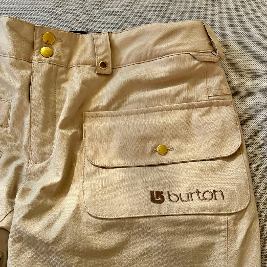美品◆ burton バートン スノーボード パンツ ベージュ フレア ポーチ付