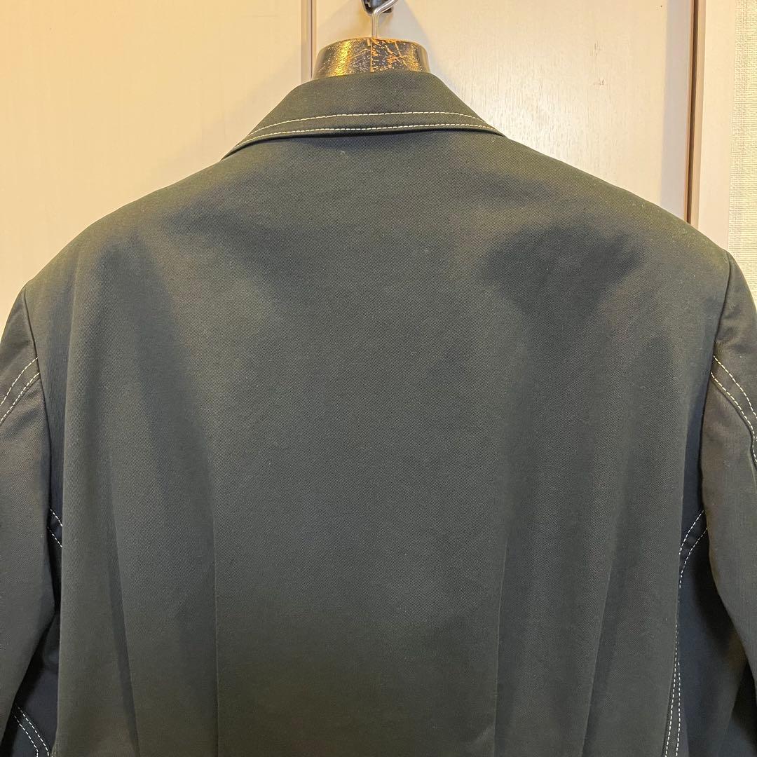 【Y’s】 コットンジャケット 白ステッチ ジッパーポケット ［黒］