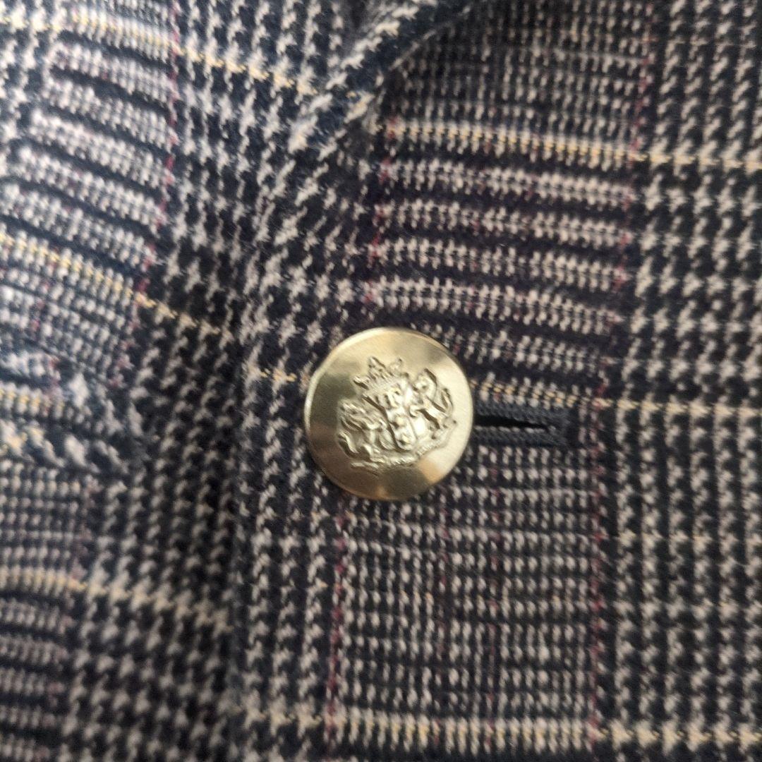 IENA モールチェック ダブルブレストジャケット 金ボタン ブラウン 36