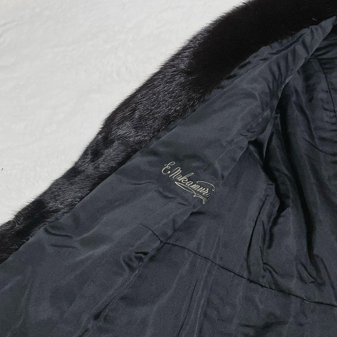 【総丈114cm】 ダークミンク 本毛皮 ロング コート リアルファー S相当