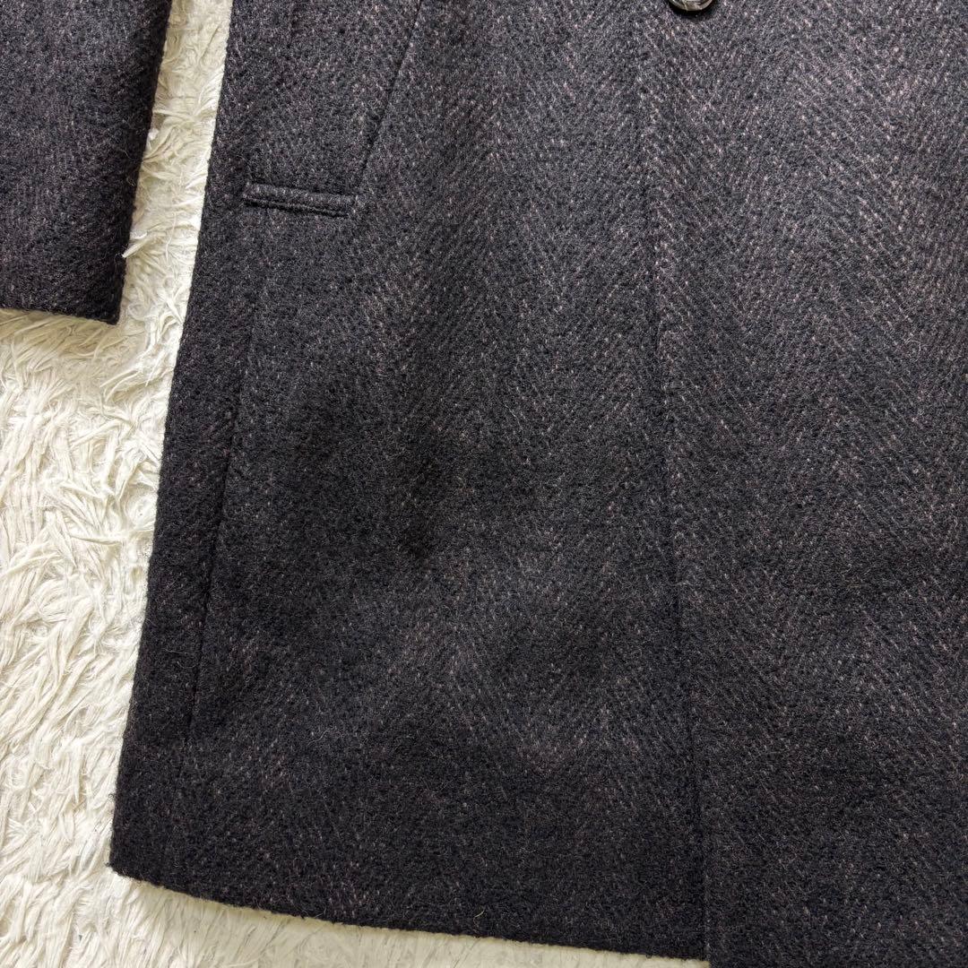 TAKEO KIKUCHI ダブルチェスターコート ヘリンボーン ブラウン 2