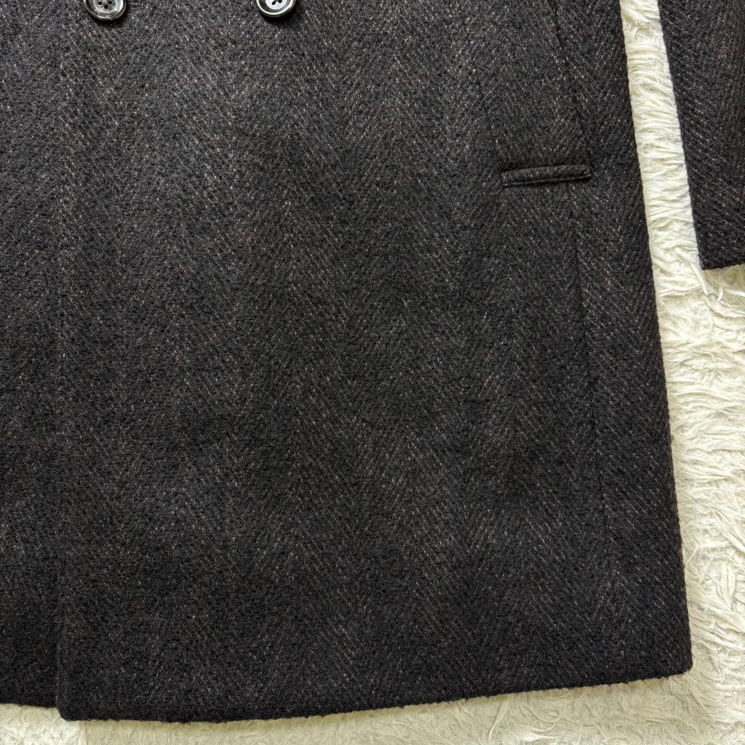 TAKEO KIKUCHI ダブルチェスターコート ヘリンボーン ブラウン 2
