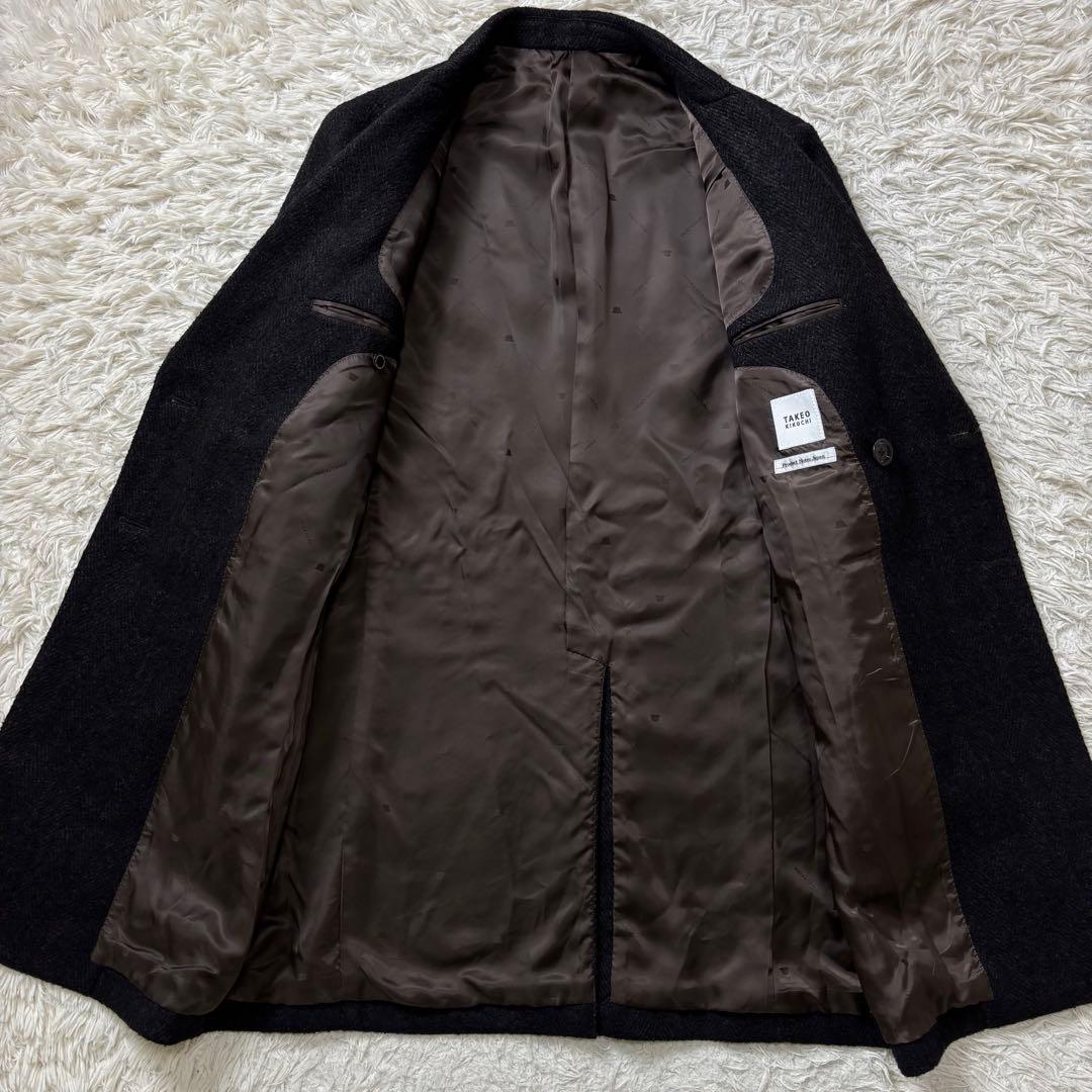 TAKEO KIKUCHI ダブルチェスターコート ヘリンボーン ブラウン 2