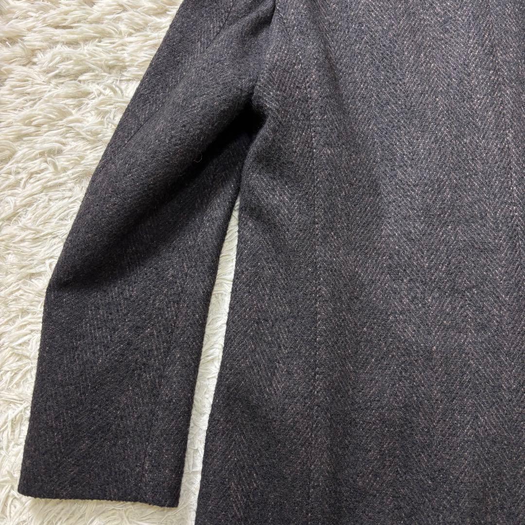 TAKEO KIKUCHI ダブルチェスターコート ヘリンボーン ブラウン 2