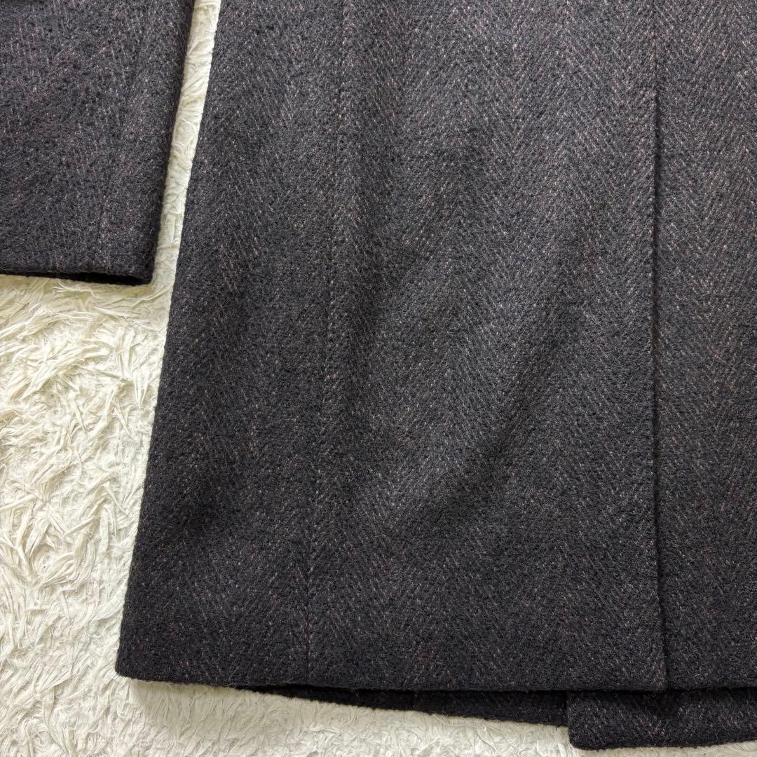 TAKEO KIKUCHI ダブルチェスターコート ヘリンボーン ブラウン 2