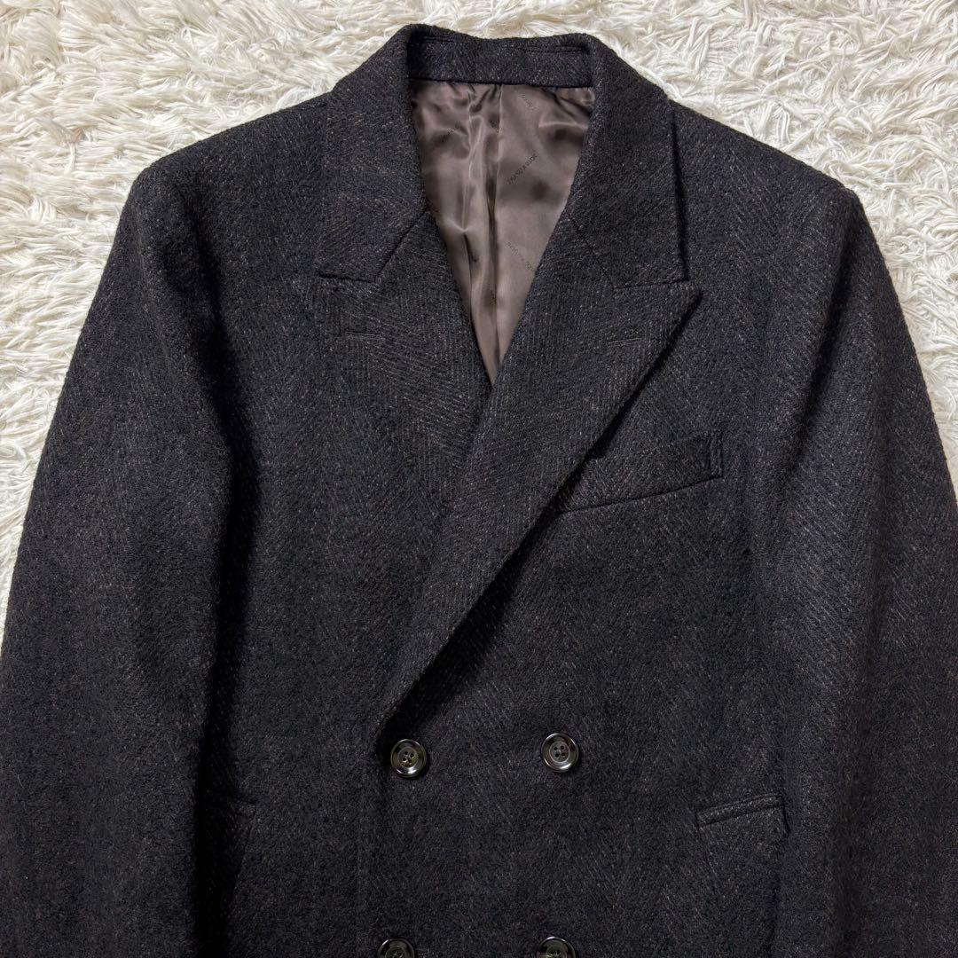 TAKEO KIKUCHI ダブルチェスターコート ヘリンボーン ブラウン 2