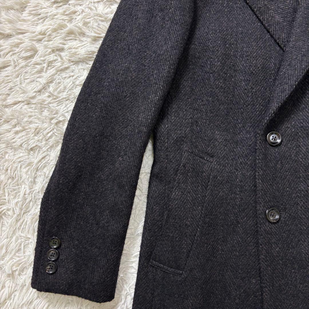 TAKEO KIKUCHI ダブルチェスターコート ヘリンボーン ブラウン 2