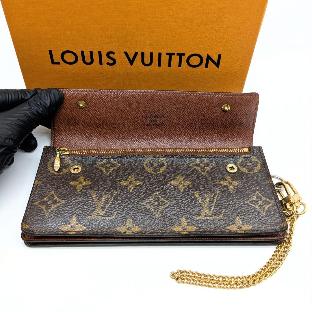 【超美品】アコルディオン 長財布 モノグラム ルイヴィトン チェーン付き