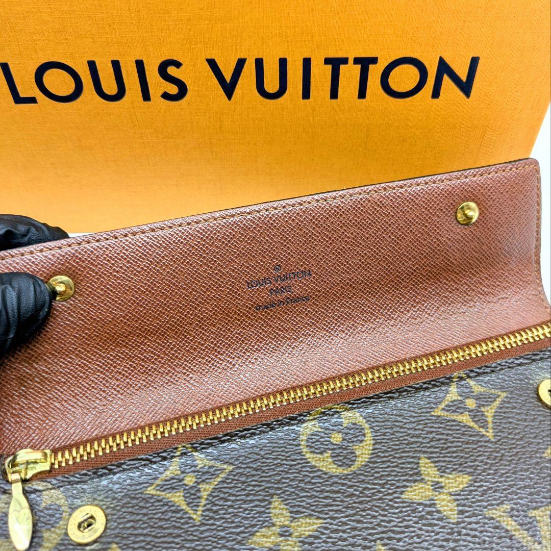 【超美品】アコルディオン 長財布 モノグラム ルイヴィトン チェーン付き