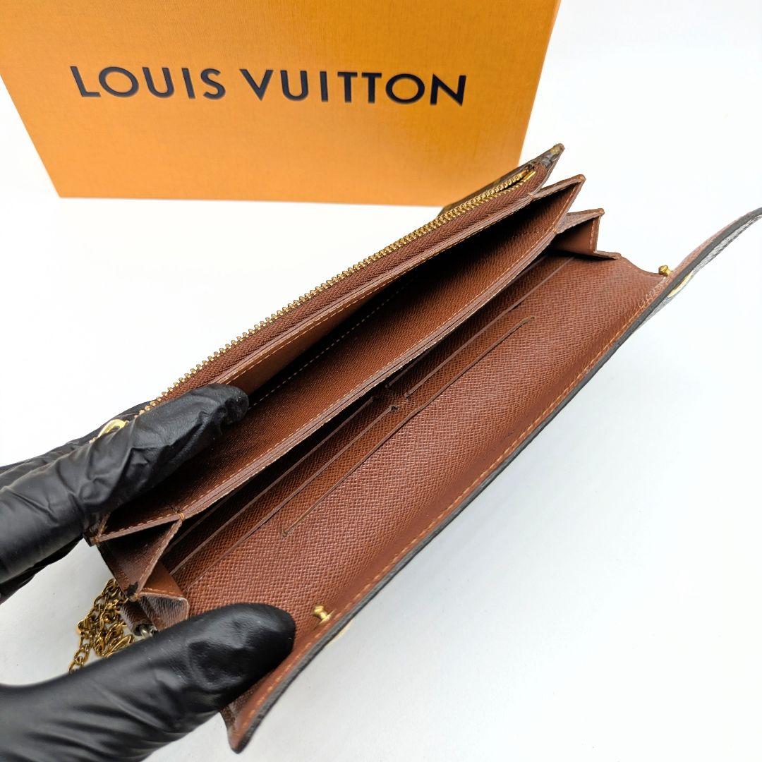【超美品】アコルディオン 長財布 モノグラム ルイヴィトン チェーン付き