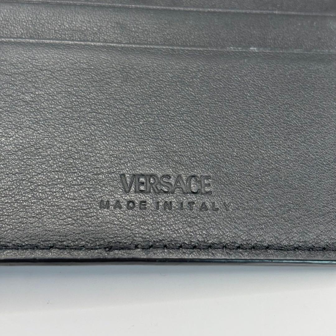 versace 二つ折り財布　マネークリップ　ブラック　メデューサ　ロゴ