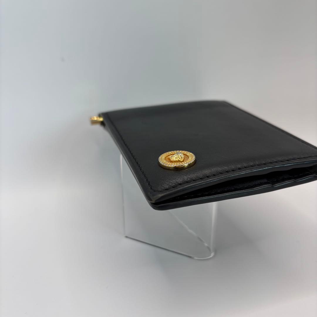 versace 二つ折り財布　マネークリップ　ブラック　メデューサ　ロゴ