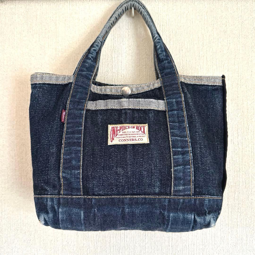ワンピースオブロック　デニムハンドバッグ　日本製