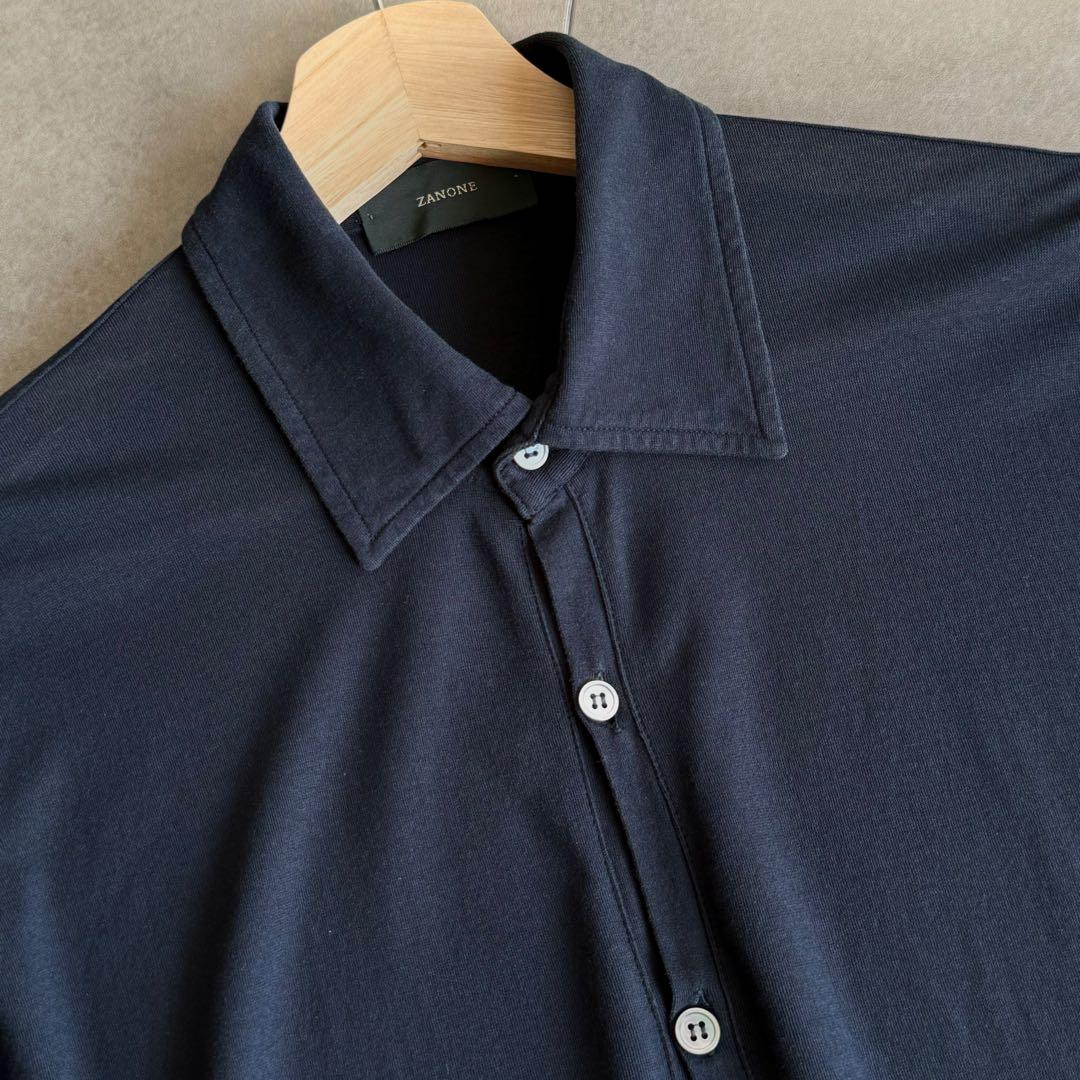 美品 ZANONE ザノーネ アイスコットン ポロシャツ ネイビー 紺50