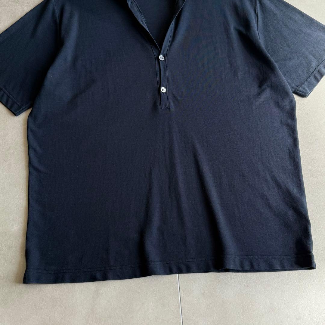 美品 ZANONE ザノーネ アイスコットン ポロシャツ ネイビー 紺50