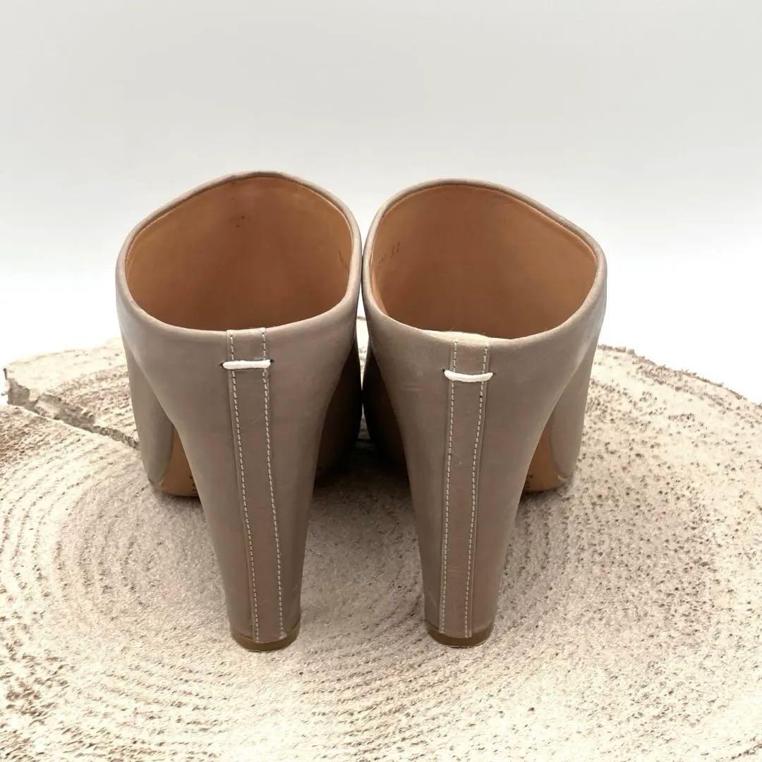 メゾンマルタンマルジェラ　オープントゥ　ブーティ　レザー　グレー系　23.5