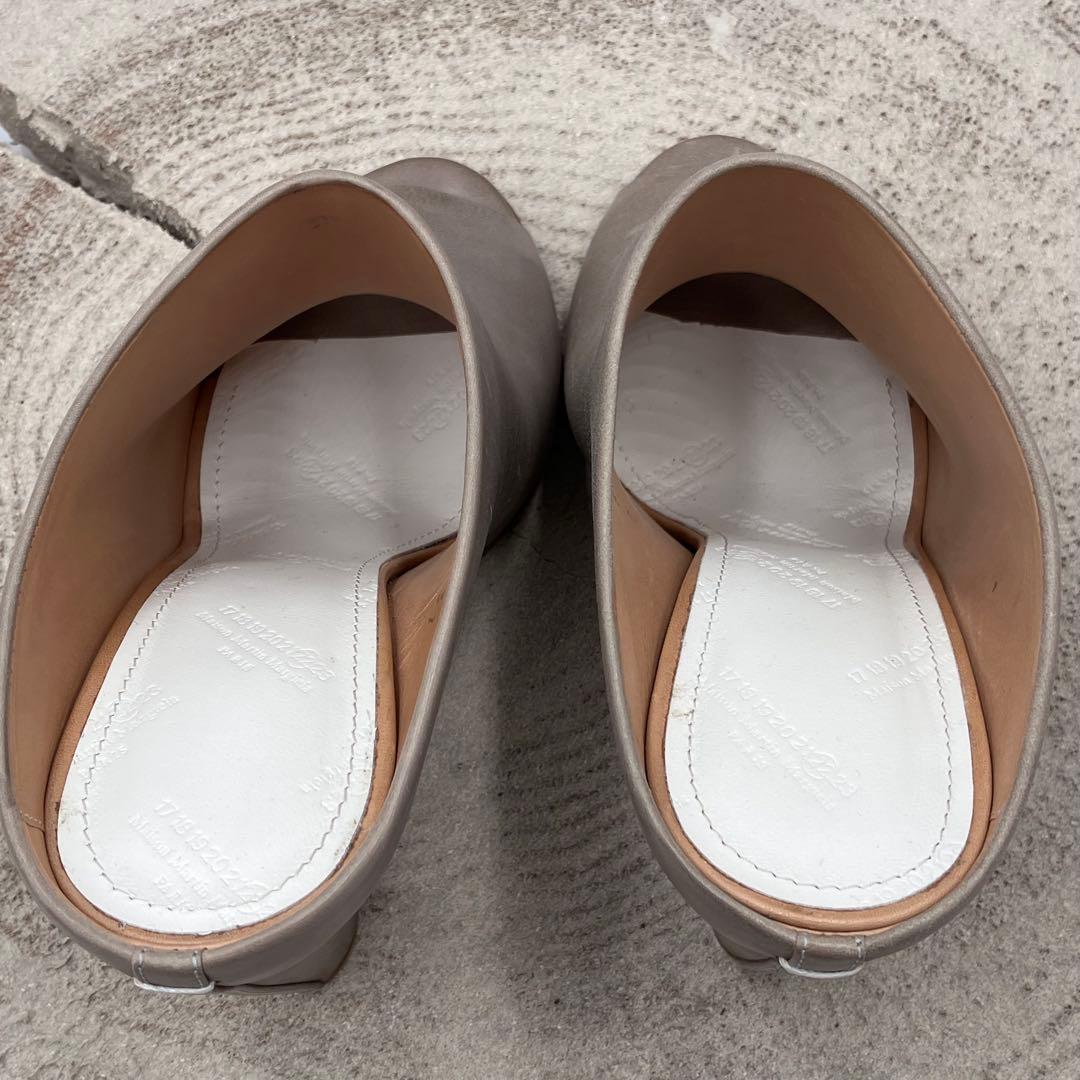 メゾンマルタンマルジェラ　オープントゥ　ブーティ　レザー　グレー系　23.5