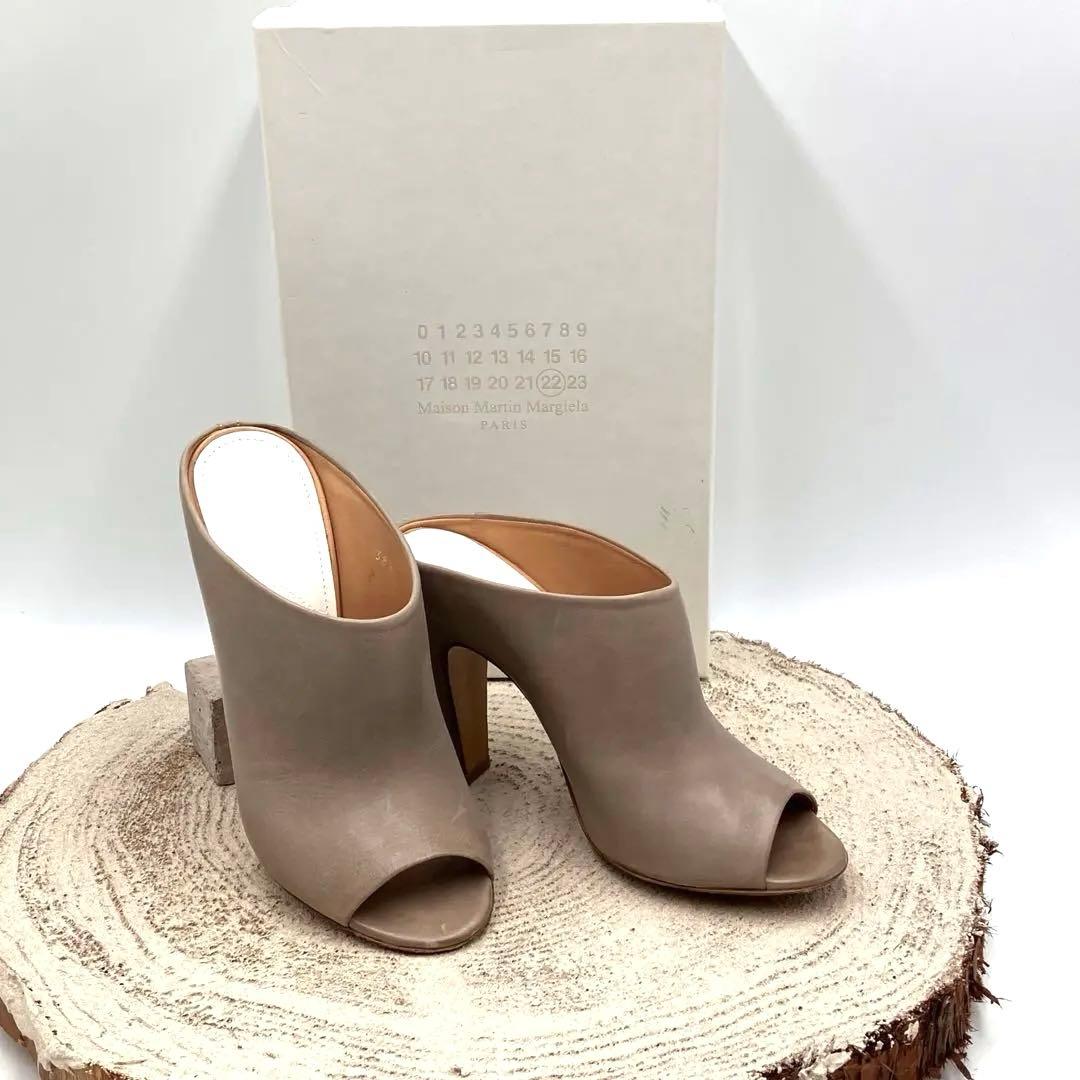 メゾンマルタンマルジェラ　オープントゥ　ブーティ　レザー　グレー系　23.5