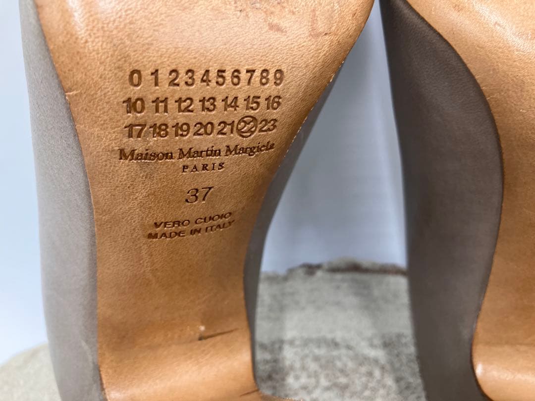 メゾンマルタンマルジェラ　オープントゥ　ブーティ　レザー　グレー系　23.5