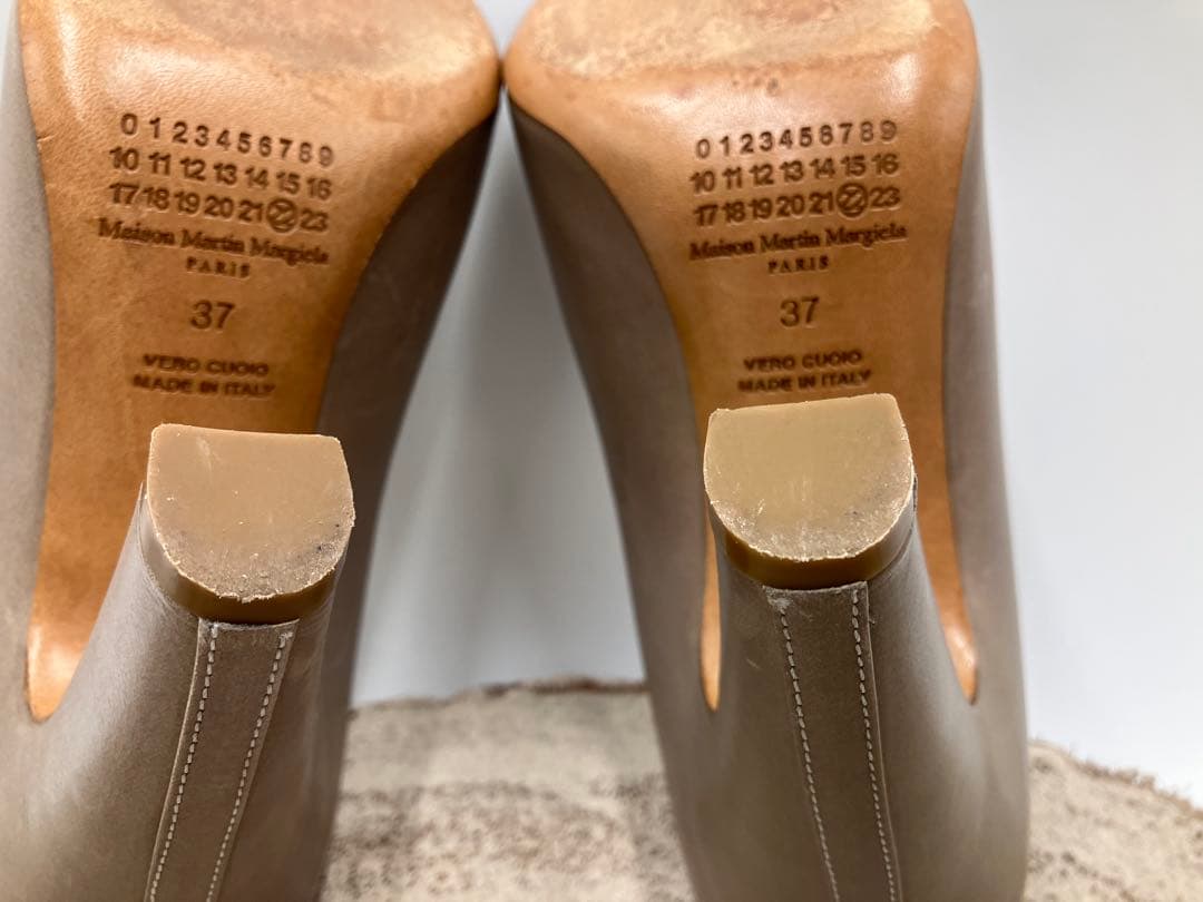 メゾンマルタンマルジェラ　オープントゥ　ブーティ　レザー　グレー系　23.5