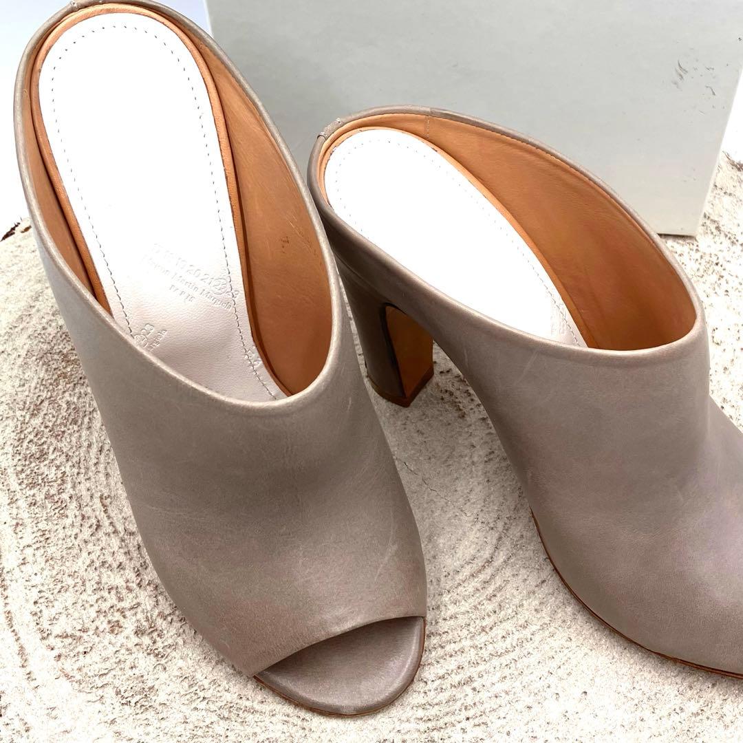 メゾンマルタンマルジェラ　オープントゥ　ブーティ　レザー　グレー系　23.5