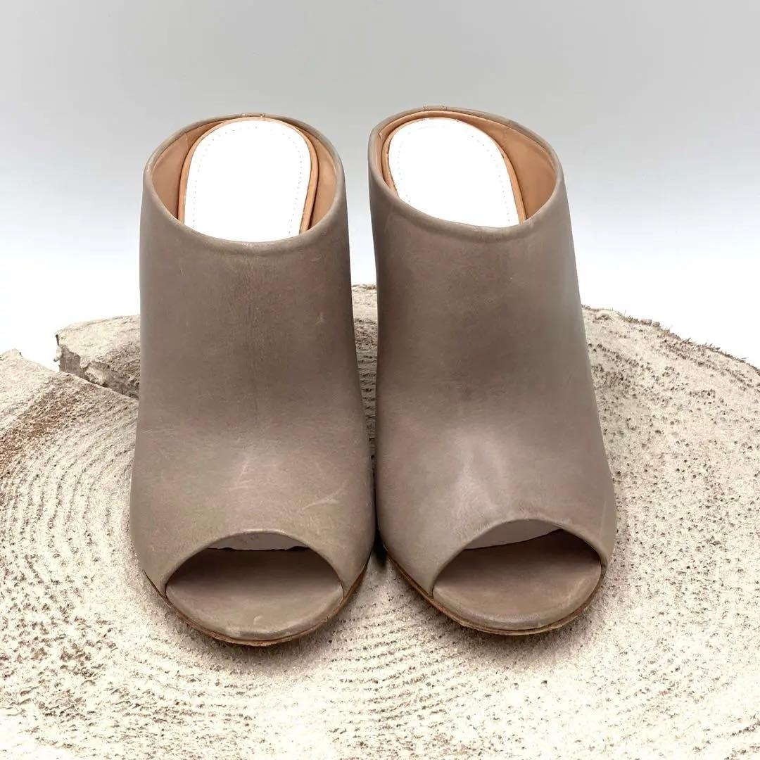 メゾンマルタンマルジェラ　オープントゥ　ブーティ　レザー　グレー系　23.5