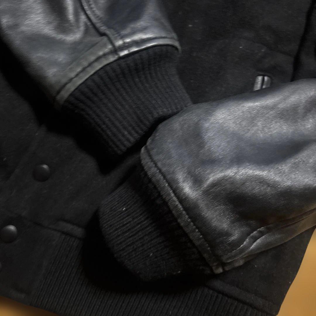 BEAMS ビームス ウール×袖革 スタジャン L 黒