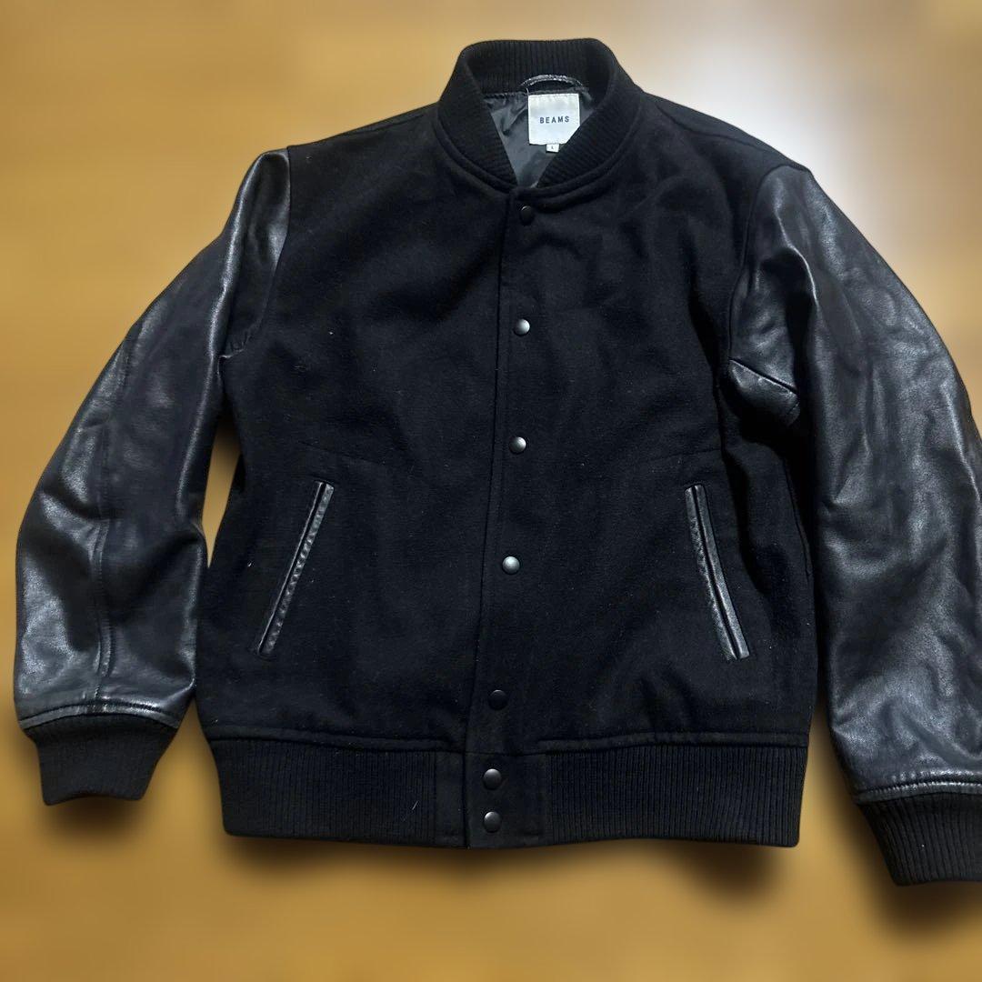BEAMS ビームス ウール×袖革 スタジャン L 黒