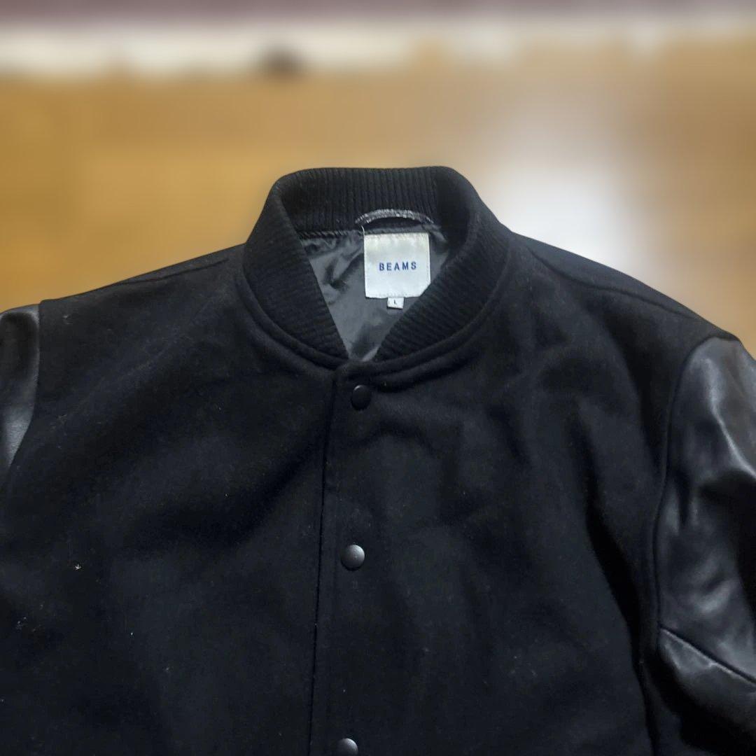 BEAMS ビームス ウール×袖革 スタジャン L 黒