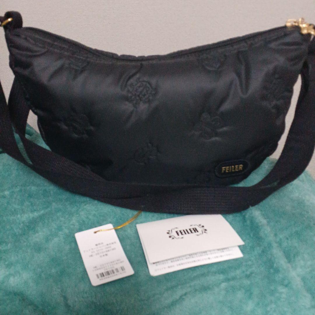 美品FEILER ブラックハイジ ハーフムーン ショルダーバッグ