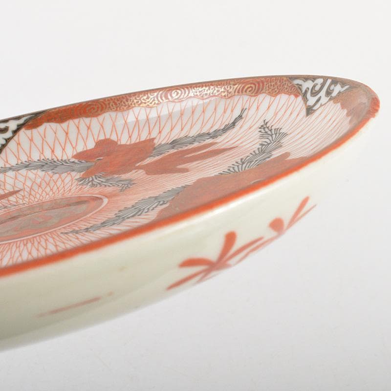 りんぞう　赤絵八郎手　金魚文　手塩皿　小皿　五客　時代箱　D　R7514