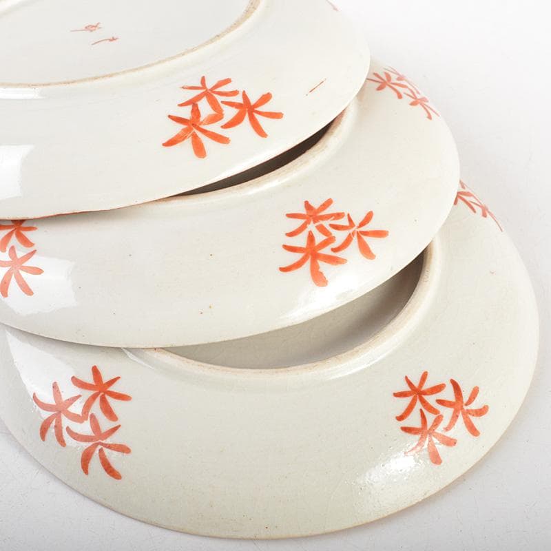 りんぞう　赤絵八郎手　金魚文　手塩皿　小皿　五客　時代箱　D　R7514