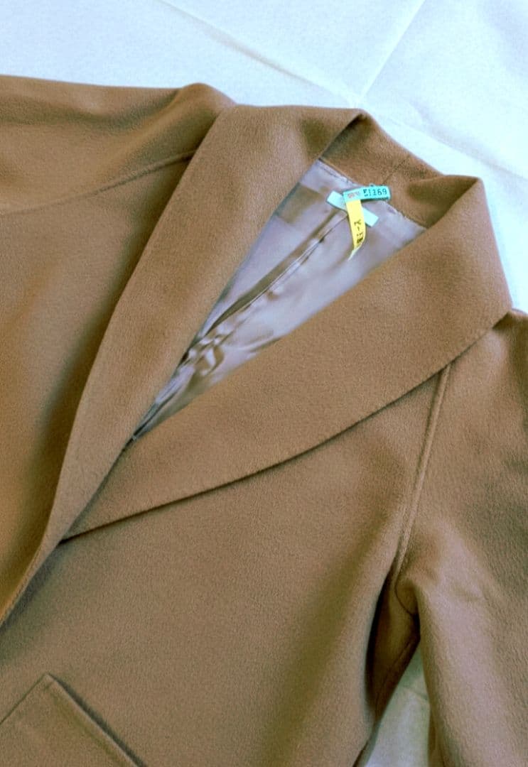 IENA カシミヤ混 ノーカラー ガウンリバーコート ロングコート M