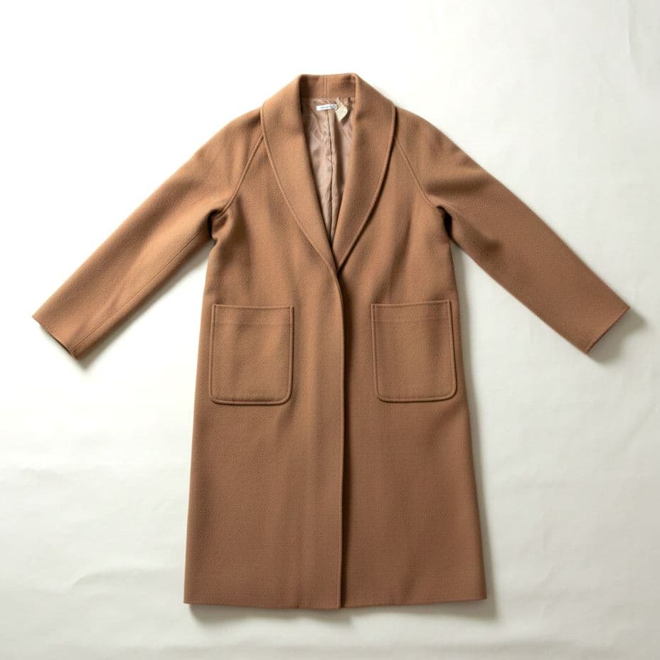 IENA カシミヤ混 ノーカラー ガウンリバーコート ロングコート M