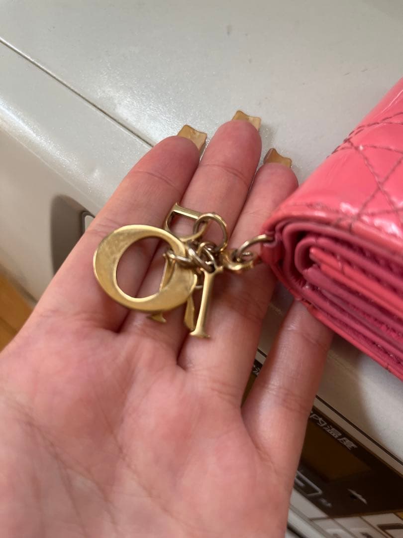 Christian DIOR レディディオール　カナージュ　三つ折り財布