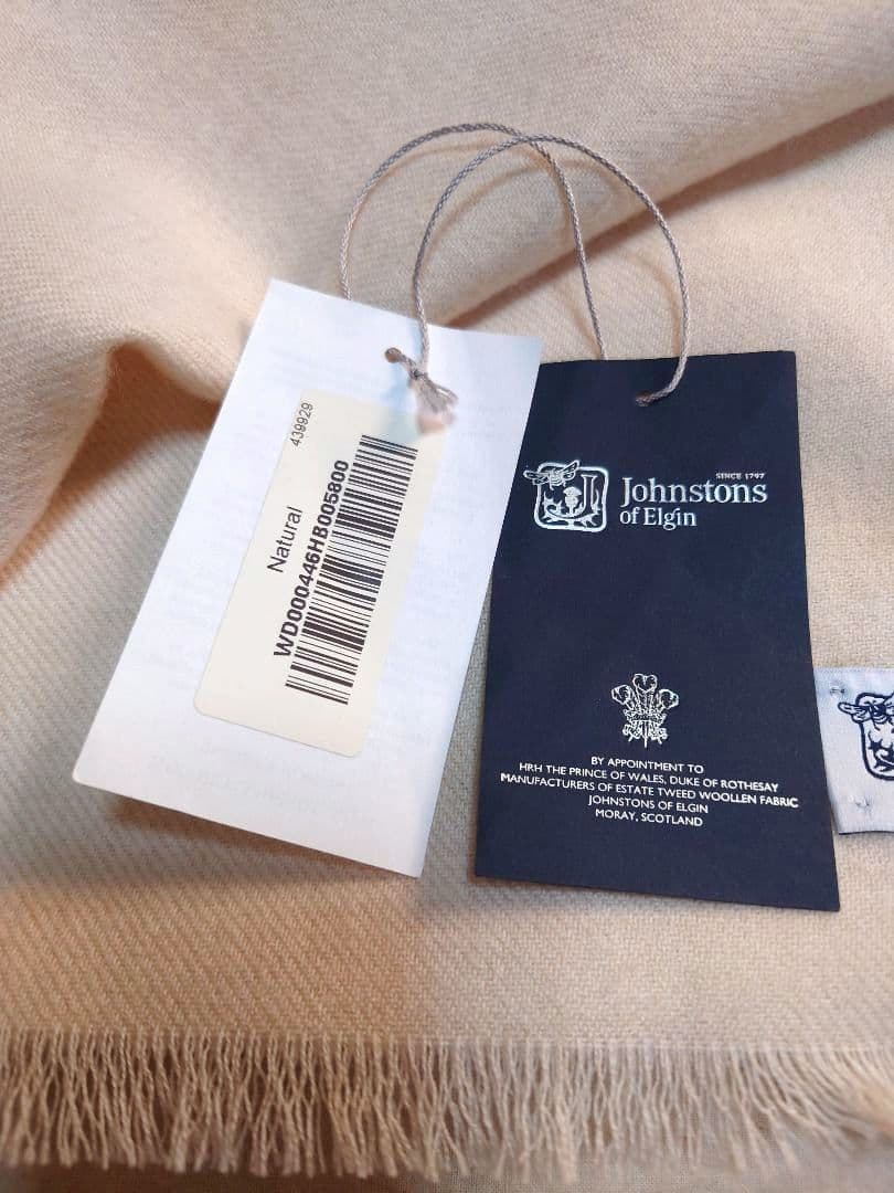 新品 ジョンストンズ マフラー ウール アイボリー