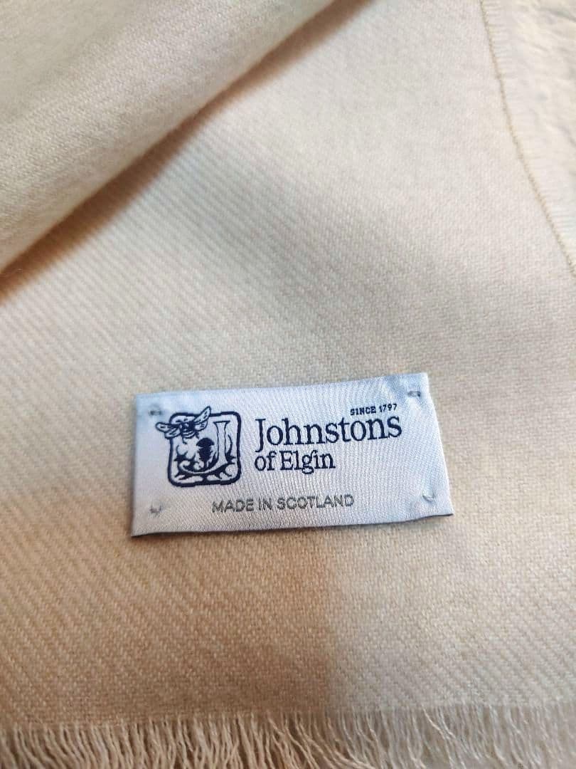 新品 ジョンストンズ マフラー ウール アイボリー