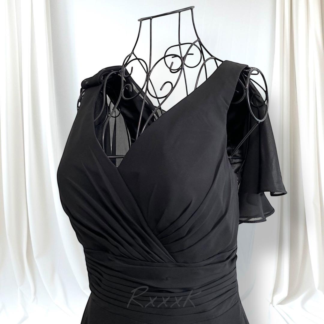 【新品】アナベル 高級 ロングドレス 演奏会 肩カバー アシンメトリー 黒