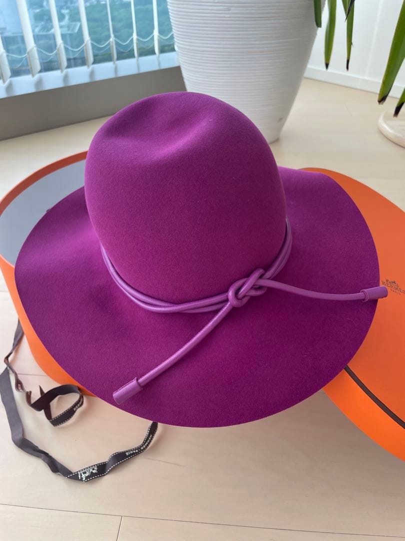 希少★【新品未使用】HERMES(エルメス)ハット　パープル　anemone