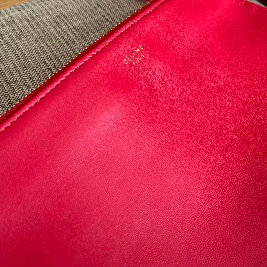 CELINE セリーヌ　ショルダーバッグ　トートバッグ　トリオ　赤　レザー
