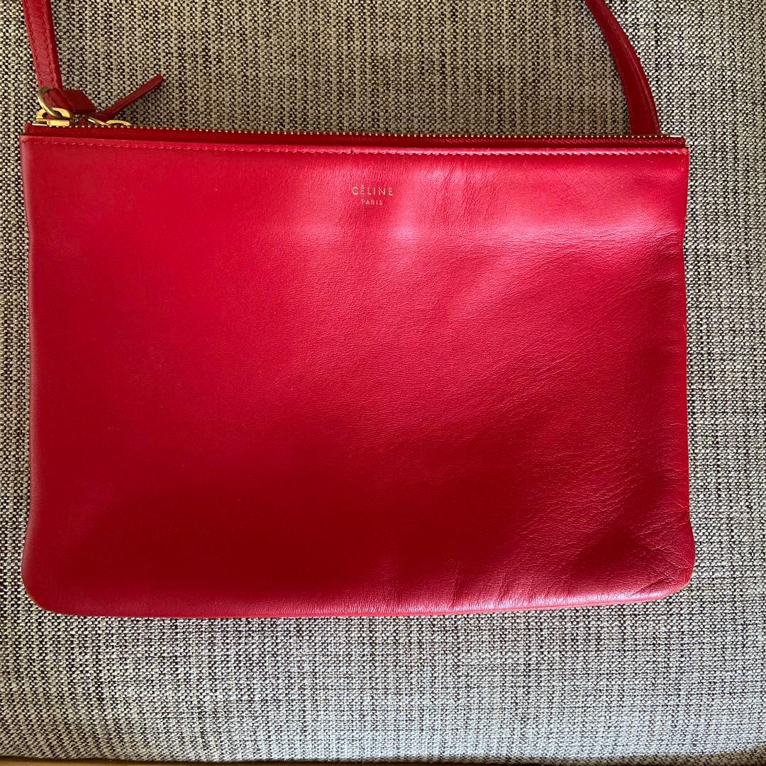 CELINE セリーヌ　ショルダーバッグ　トートバッグ　トリオ　赤　レザー